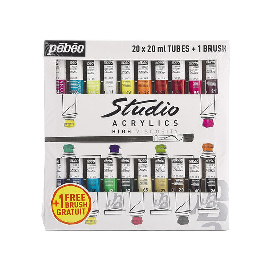 Pebeo Studio 20 x 20ml Acrylic Paint Tube Set