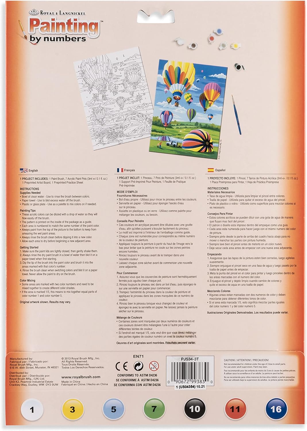 Royal & Langnickel Painting By Numbers Junior Hot Air Balloons