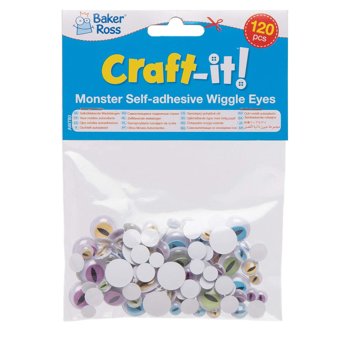 Monster Self-Adhesive Wiggle Eyes (Pack of 120)