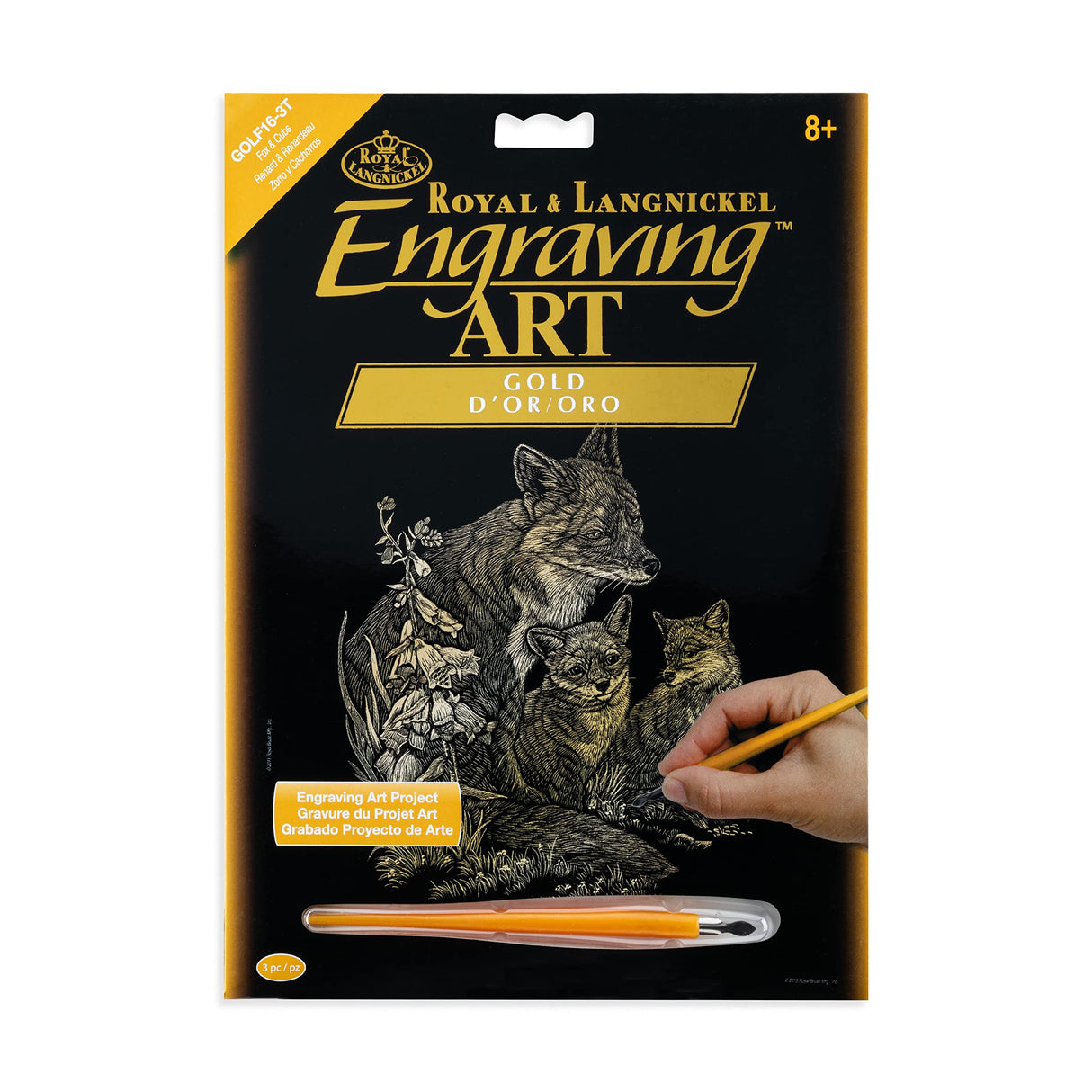 Engraving Art Set Gold Foil - Fox & Cubs