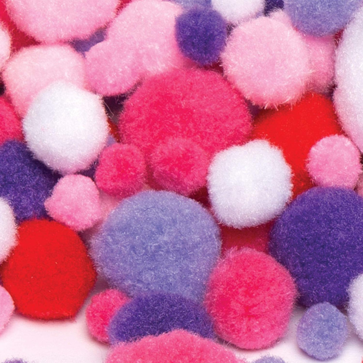 Value Pack (200) Pom Poms Red White Pink