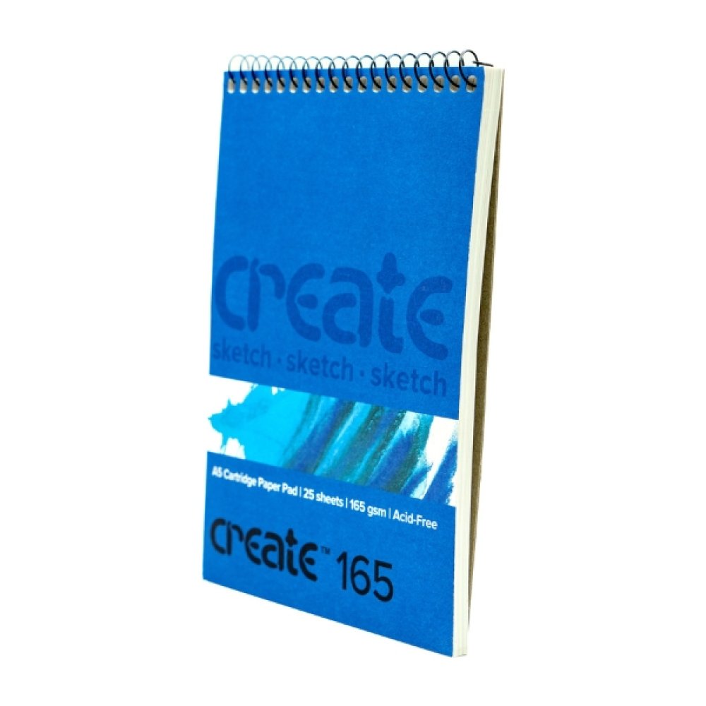Create Cartridge Spiral A5 Cartridge Paper Pad 165gsm (25 Pages)