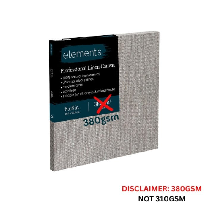 Elements Stretched Linen Canvas 8x8 inch 380gm