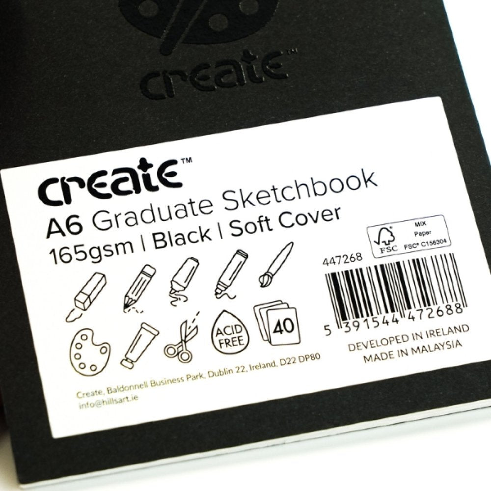 Create A6 Graduate Sketching Pad Black