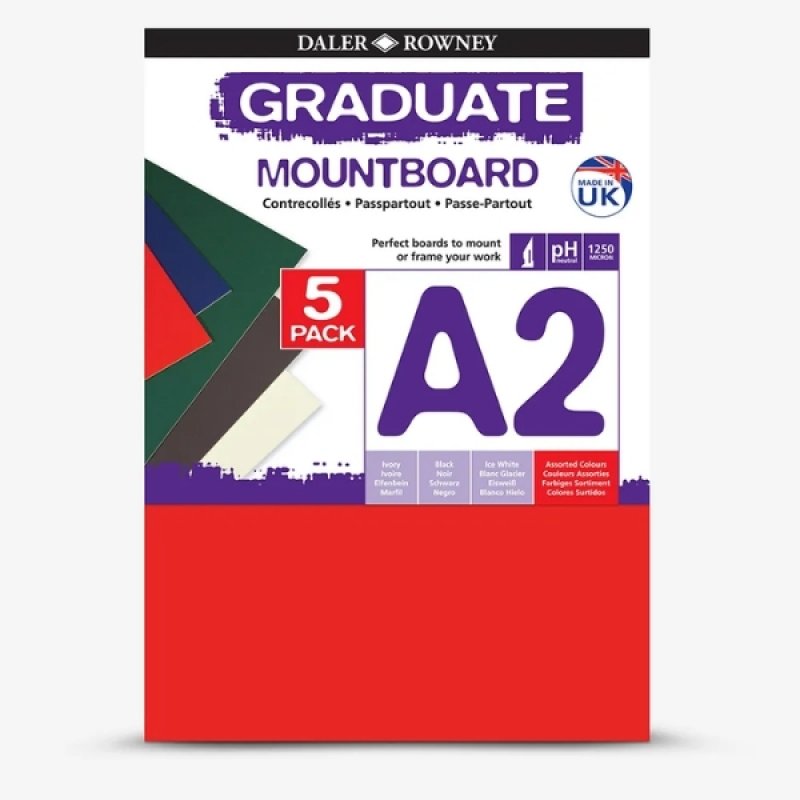 Daler Rowney Graduate Mountboard A2 - 5 Pack (Assorted Colours)