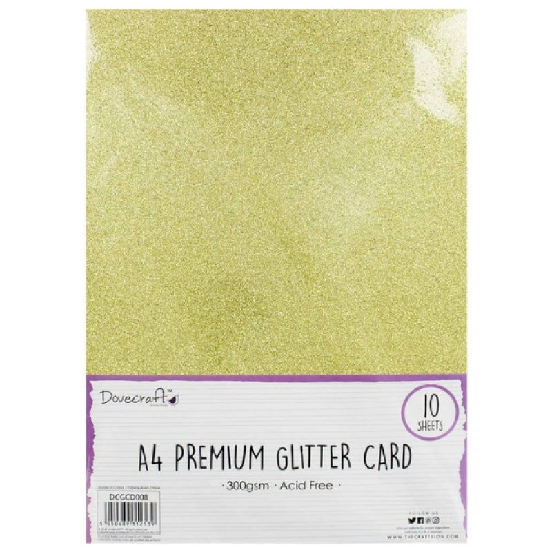Dovecraft A4 Premium Glitter Card 300gsm - Gold (10 Sheets)