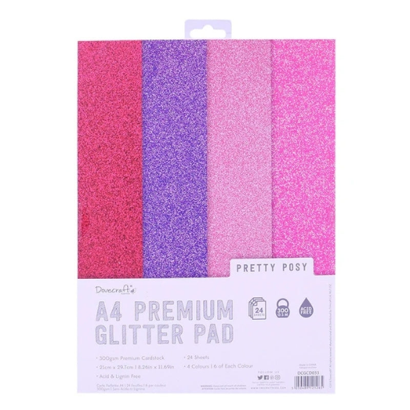 Dovecraft Glitter Card A4 Pad - Pretty Posy