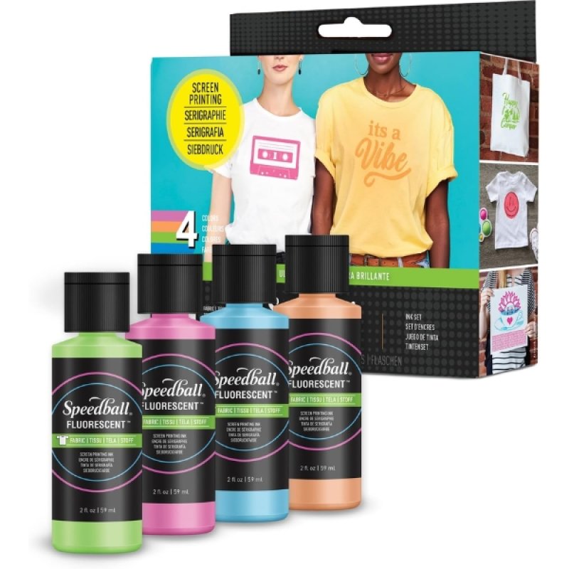 Speedball Fabric Inks Set - Fluorescent Colours