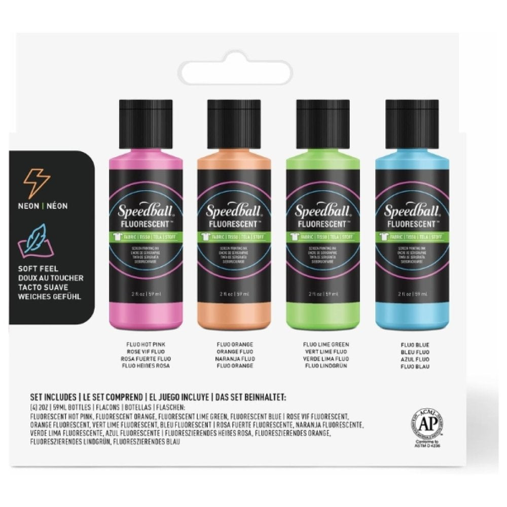 Speedball Fabric Inks Set - Fluorescent Colours