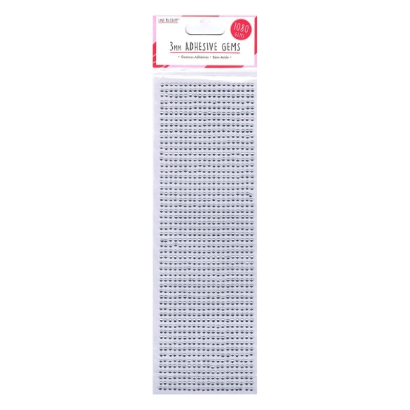 Love To Craft Adhesive Gems 3mm - Silver (1080 Gems)