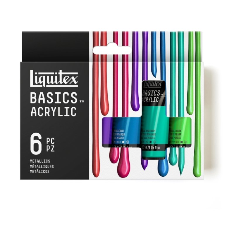 Liquitex Basics Acrylic Set - Metallics (6 x 22ml)