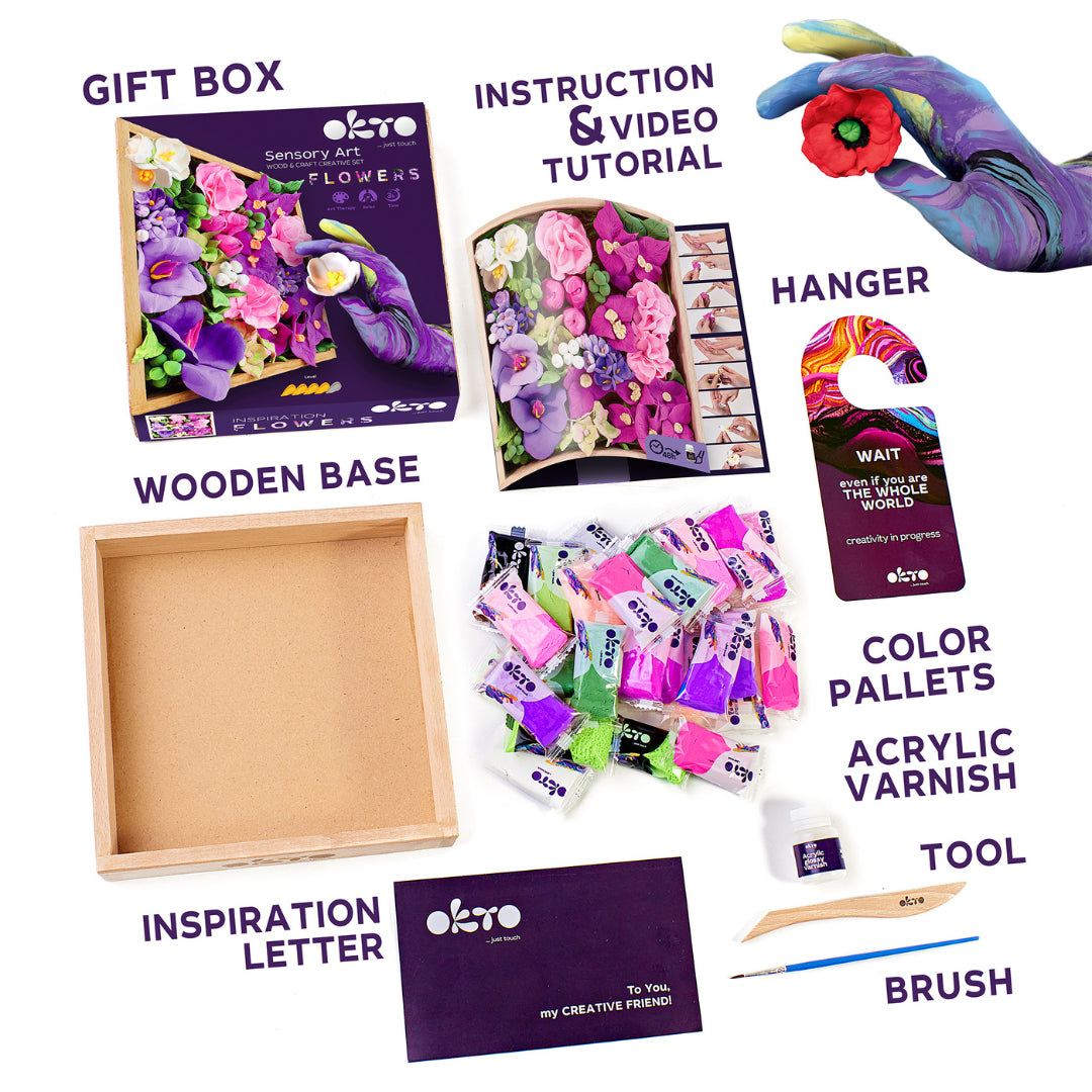 OKTO Wood & Clay Craft DIY Kit - Inspiration Flowers