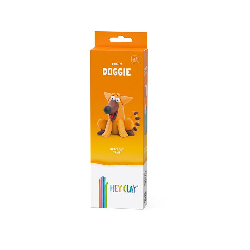 Packaging of Hey Clay dog-themed modeling clay on a white background