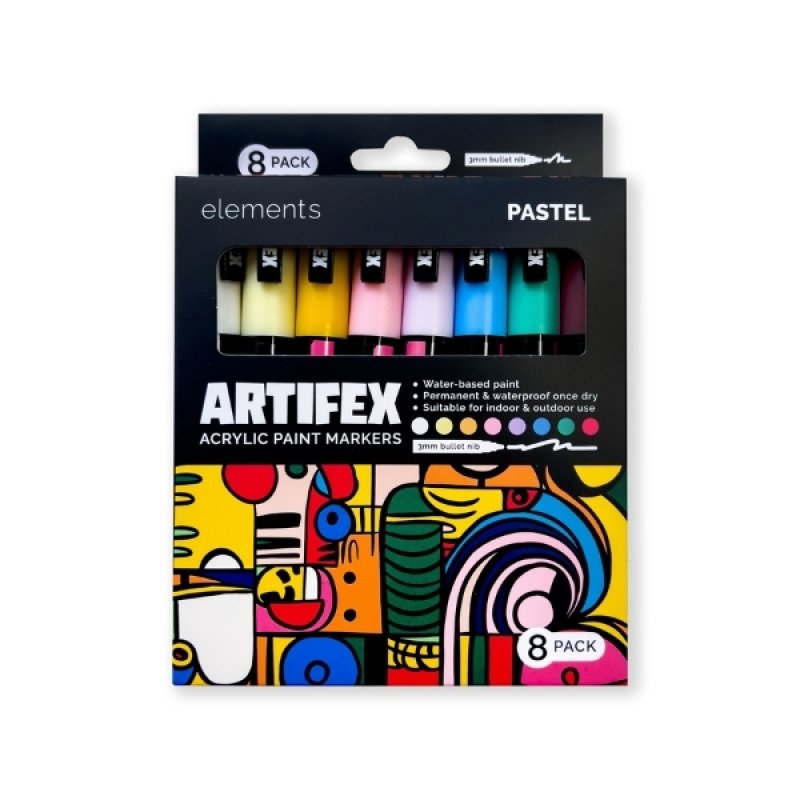 Elements Artifex Acrylic Markers 2-3mm - Pastel (8 Pack)