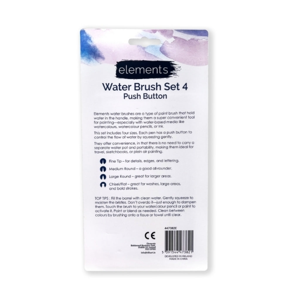 Elements Push Button Waterbrush (Pack of 4)