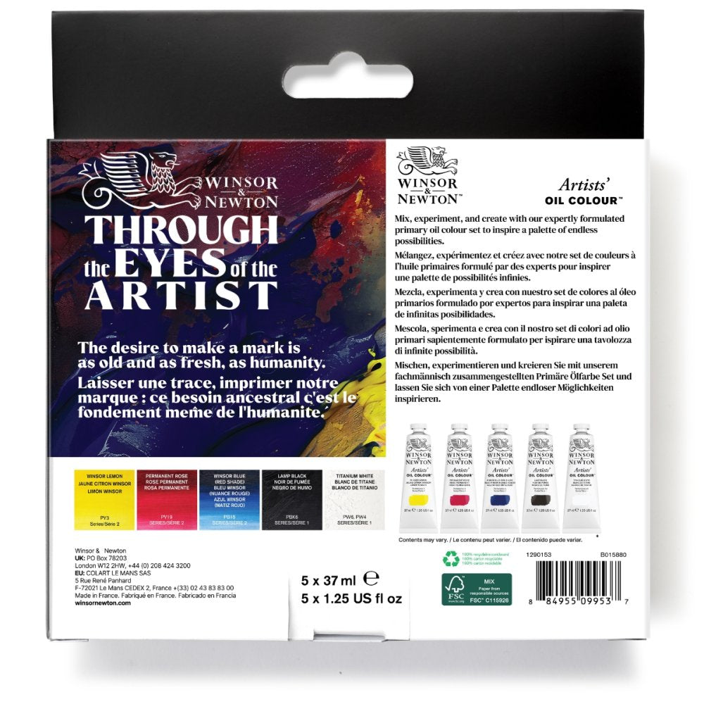 Winsor & Newton Artists Oil Colour 5x37ml - Primary Set