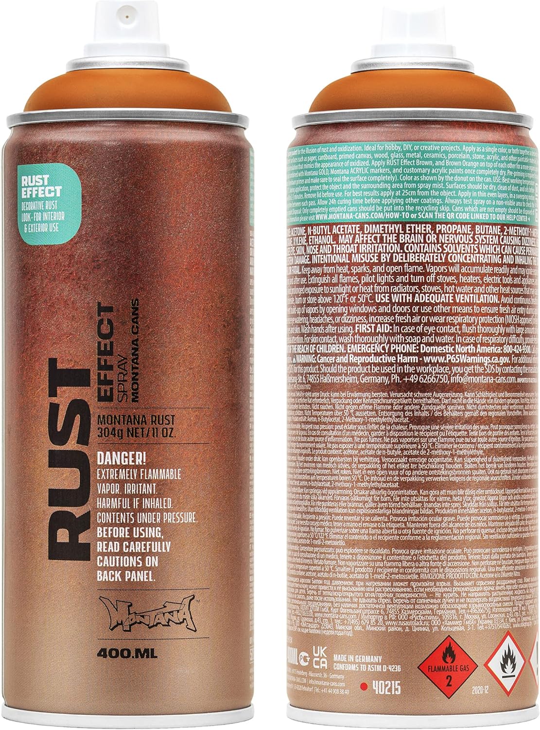Montana Rust Effect Spray Paint 400ml - Orange Brown (ER8000)