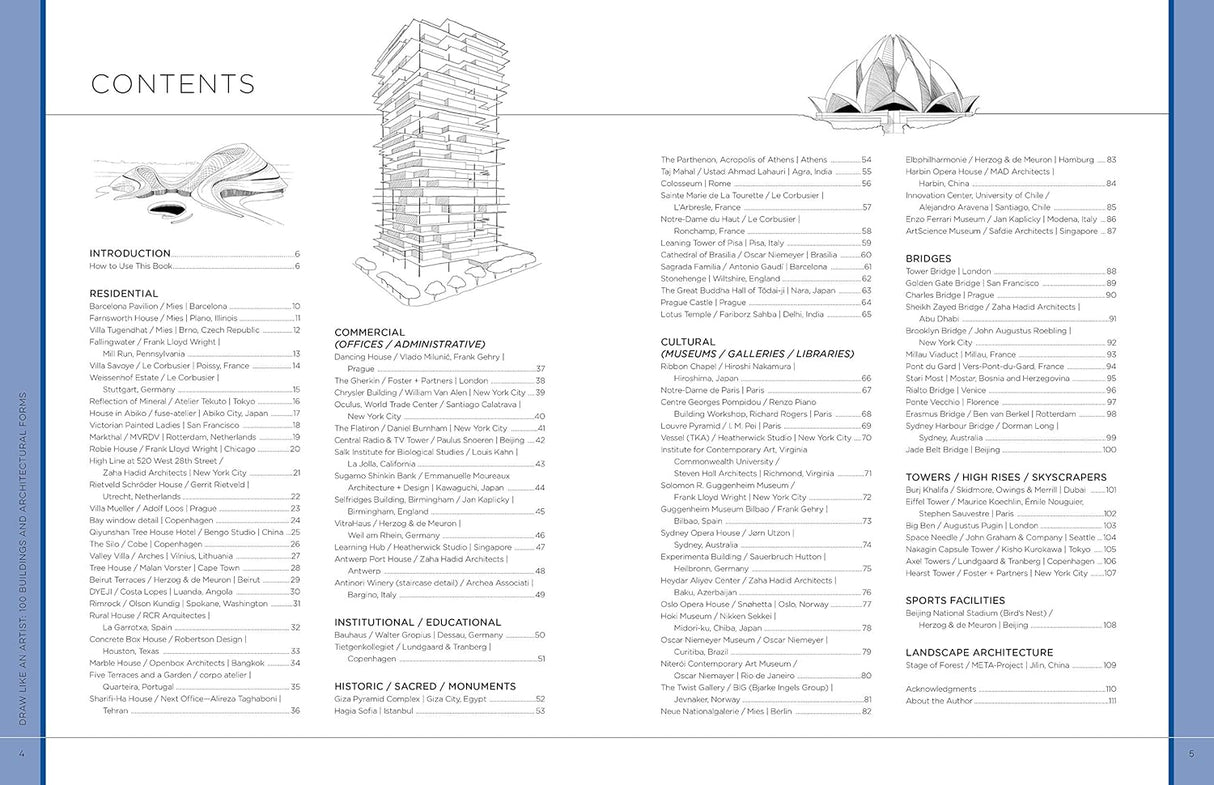 Draw Like an Artist: 100 Buildings & Architectural Forms