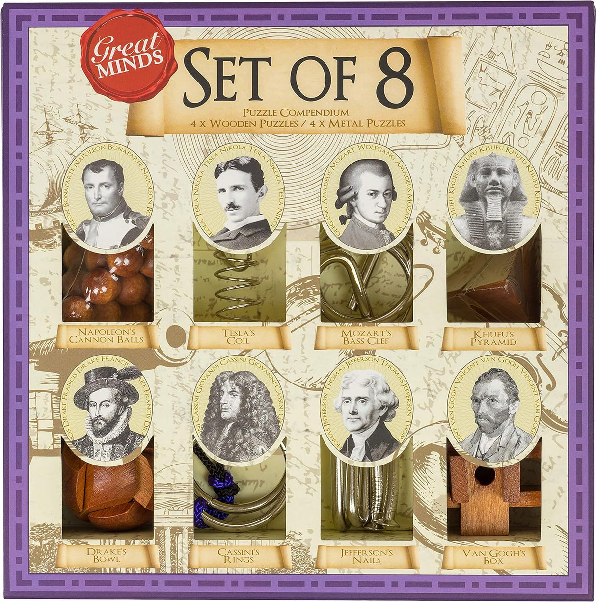 Professor Puzzles Great Minds Brain Teaser Puzzle Set of 8