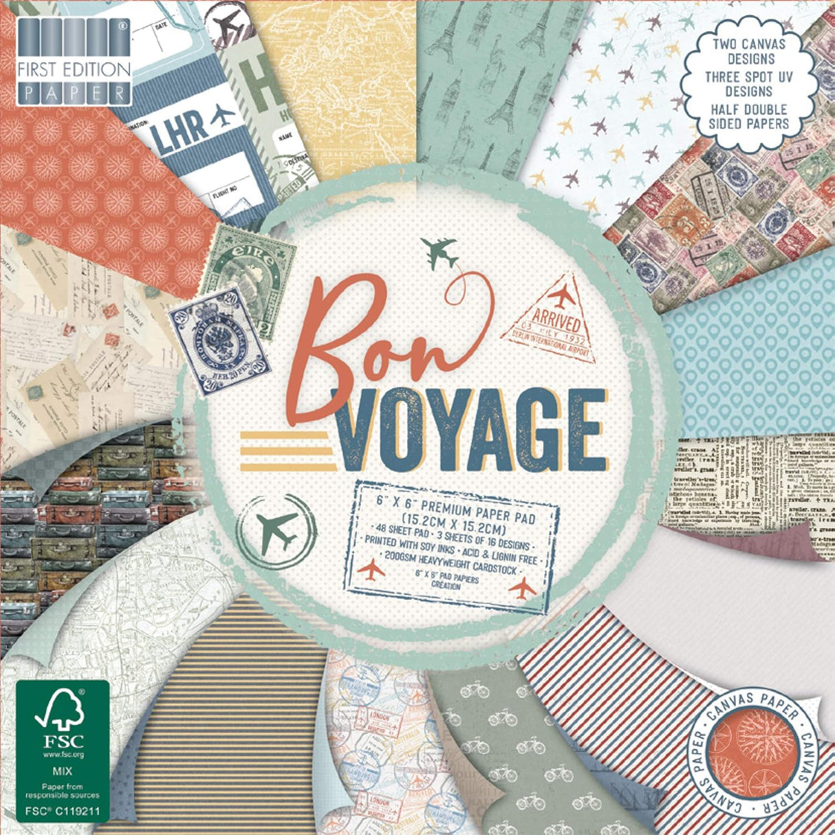 First Edition 6x6 Paper Pad - Bon Voyage