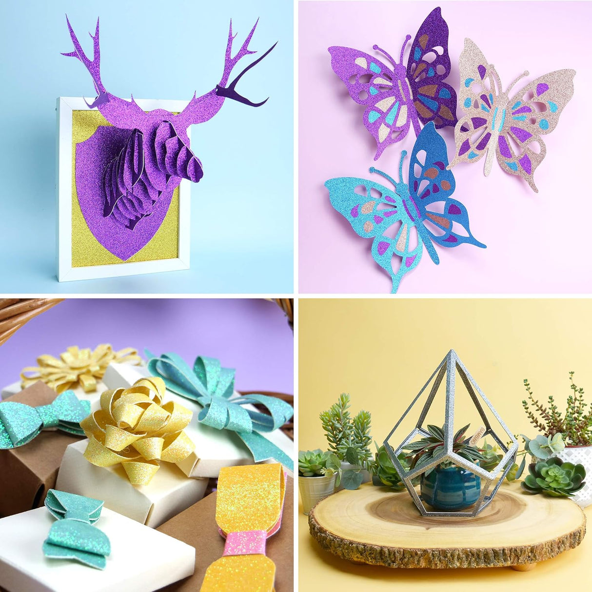 Dovecraft A4 Double Sided Glitter Card - Rainbow Bright (12 Pack)