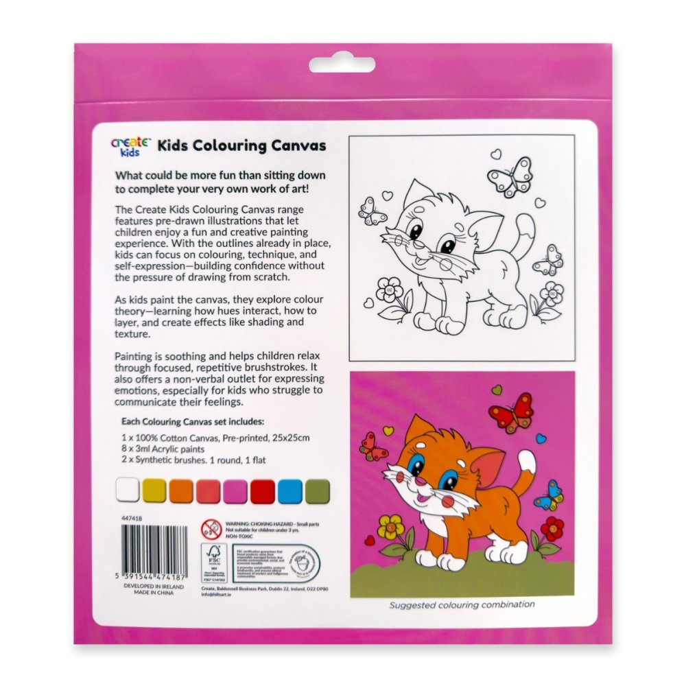 Create Kids Colouring Canvas - Cute Kitten