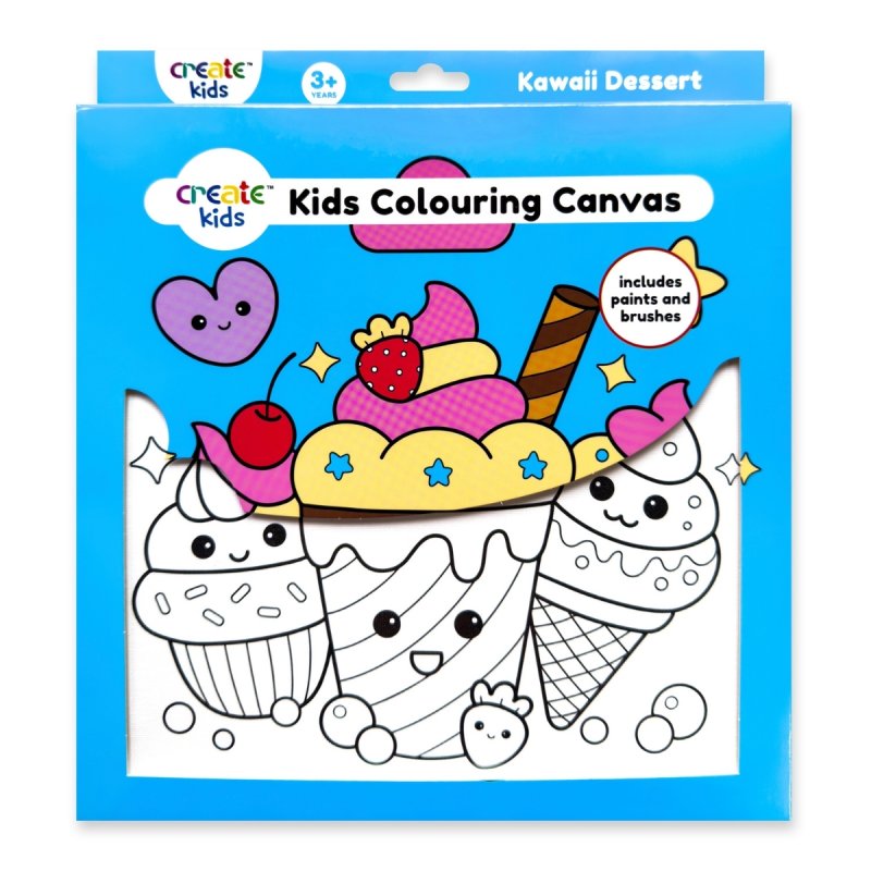 Create Kids Colouring Canvas - Kawaii Dessert