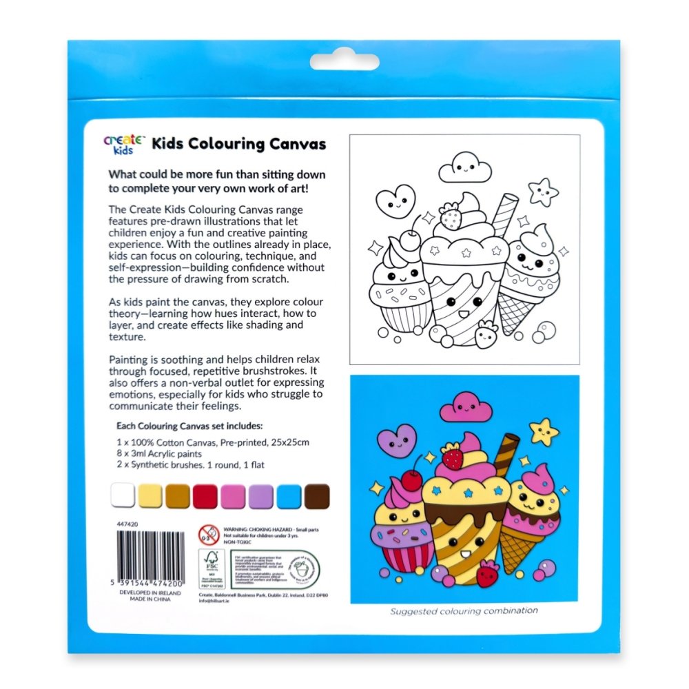 Create Kids Colouring Canvas - Kawaii Dessert