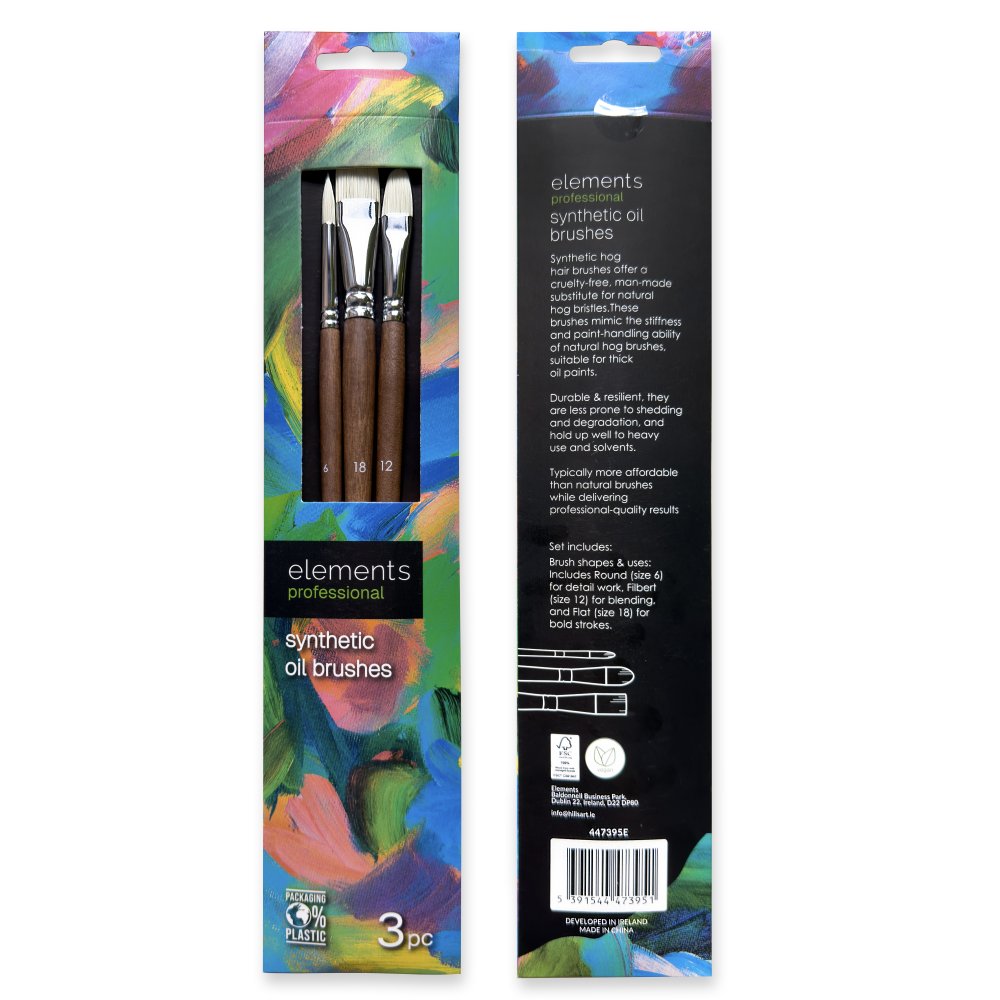 Elements Professional Oil Brush Set (Pack of 3)