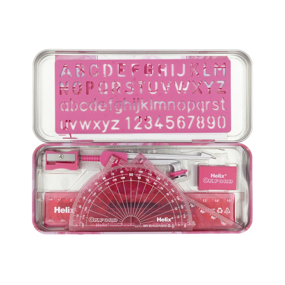 Helix Oxford Maths Set in Tin - Marble Pink