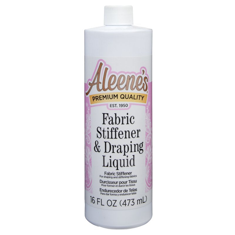 Bottle of Aleene's Fabric Stiffener & Draping Liquid on a white background