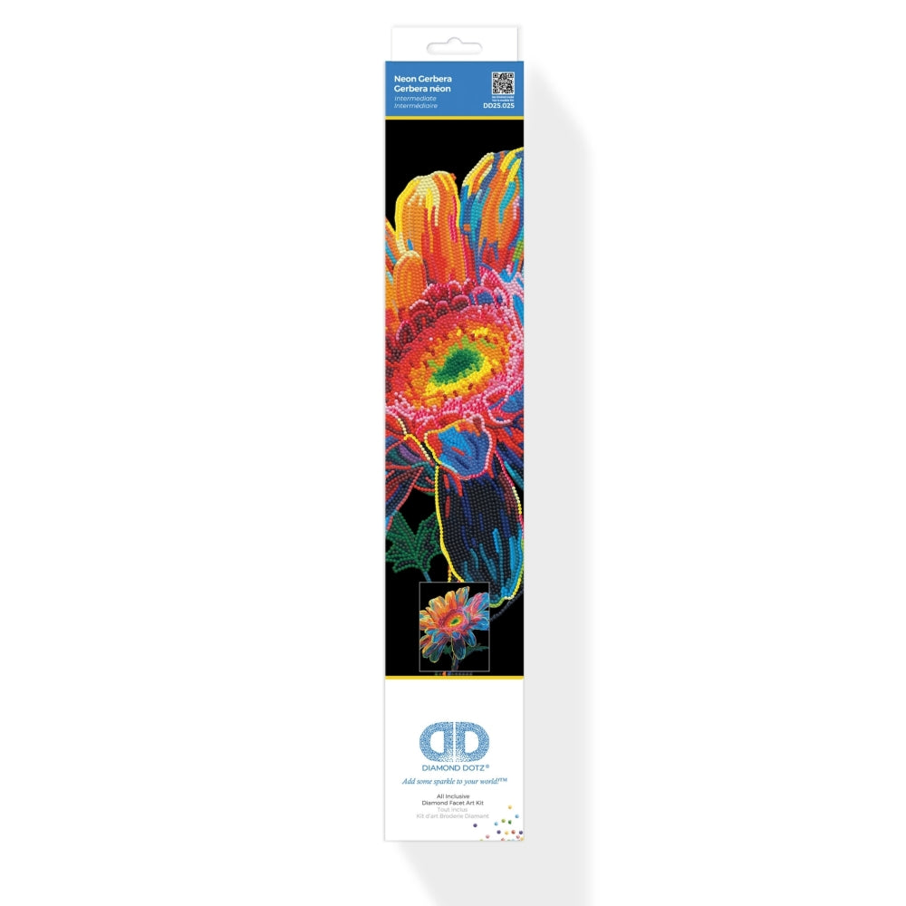 Diamond Dotz Flock Canvas 35x46cm Kit - Neon Gerbera