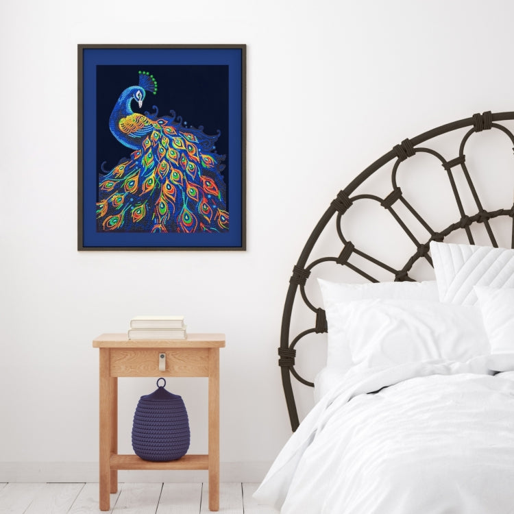 Diamond Dotz Flock Canvas 35x46cm Kit - Neon Peacock