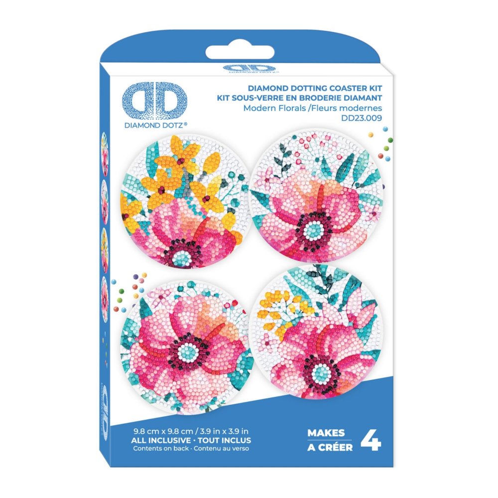 Diamond Dotz Coaster 10x10cm Kit - Modern Florals (4 Pack)