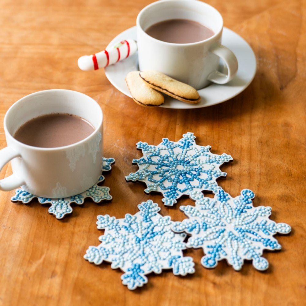 Diamond Dotz Coaster 10x10cm Kit - Snowflakes (4 Pack)