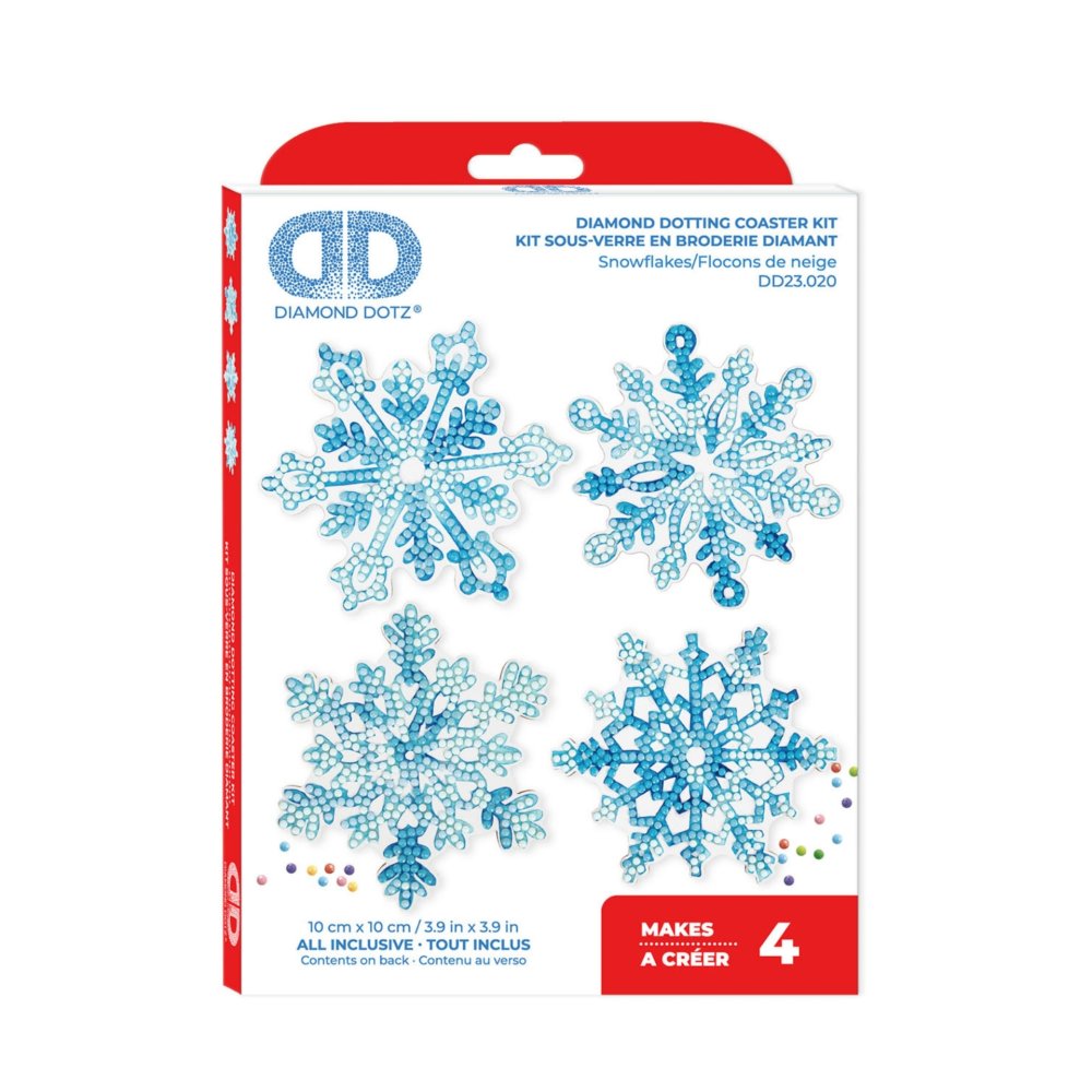 Diamond Dotz Coaster 10x10cm Kit - Snowflakes (4 Pack)