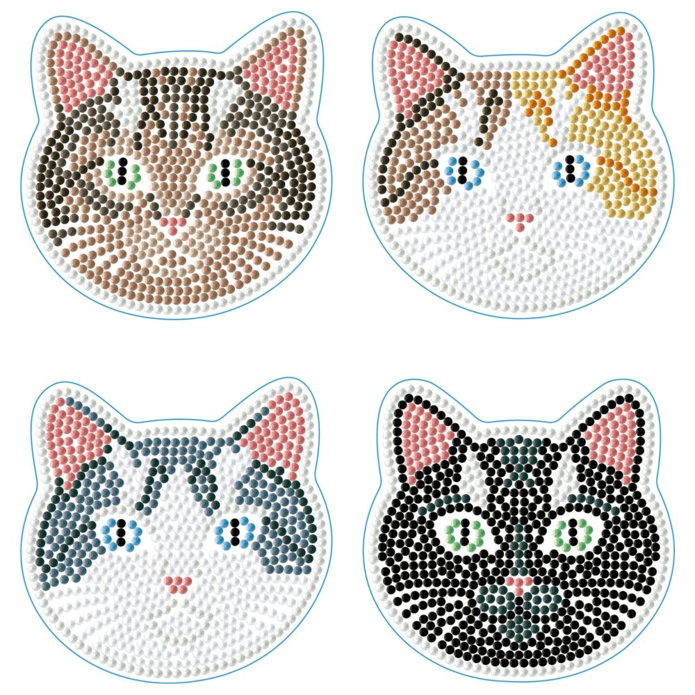 Diamond Dotz Coasters 10x10cm - Cats (4 Pack)