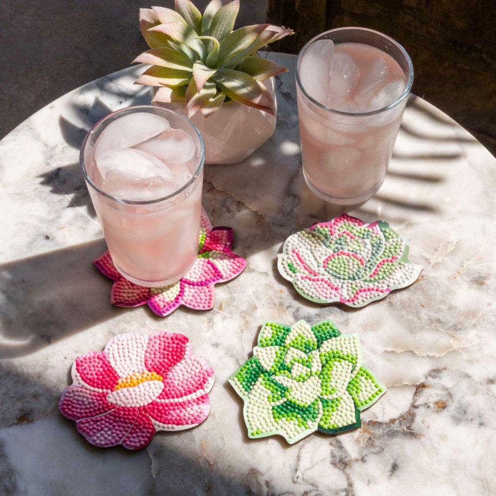 Diamond Dotz Coaster 10x10cm Kit - Succulents (4 Pack)