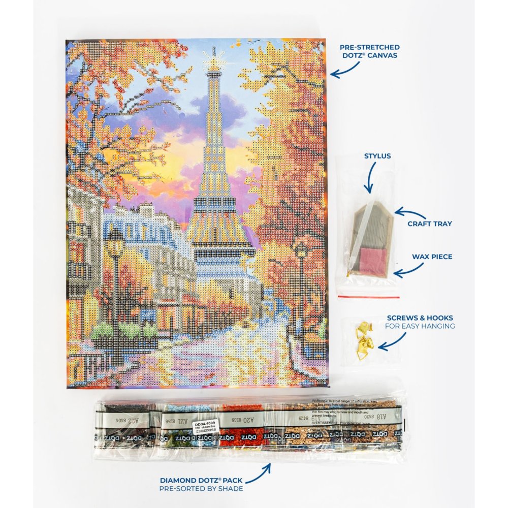 Diamond Dotz Stretched Canvas 30x40cm - Eiffel Autumn Glow