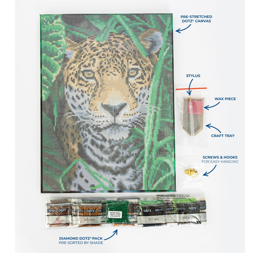 Diamond Dotz Stretched Canvas 30x40cm Kit - Jaguar Jungle