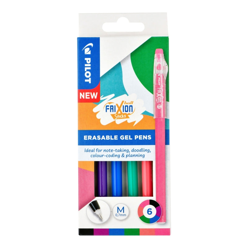 Pilot Frixion Erasable Gel Pens - Assorted Colours (6 Pack)