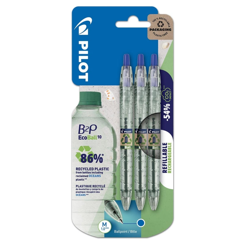 Pilot B2P EcoBall Ballpoint Pen - Blue (Set of 3)