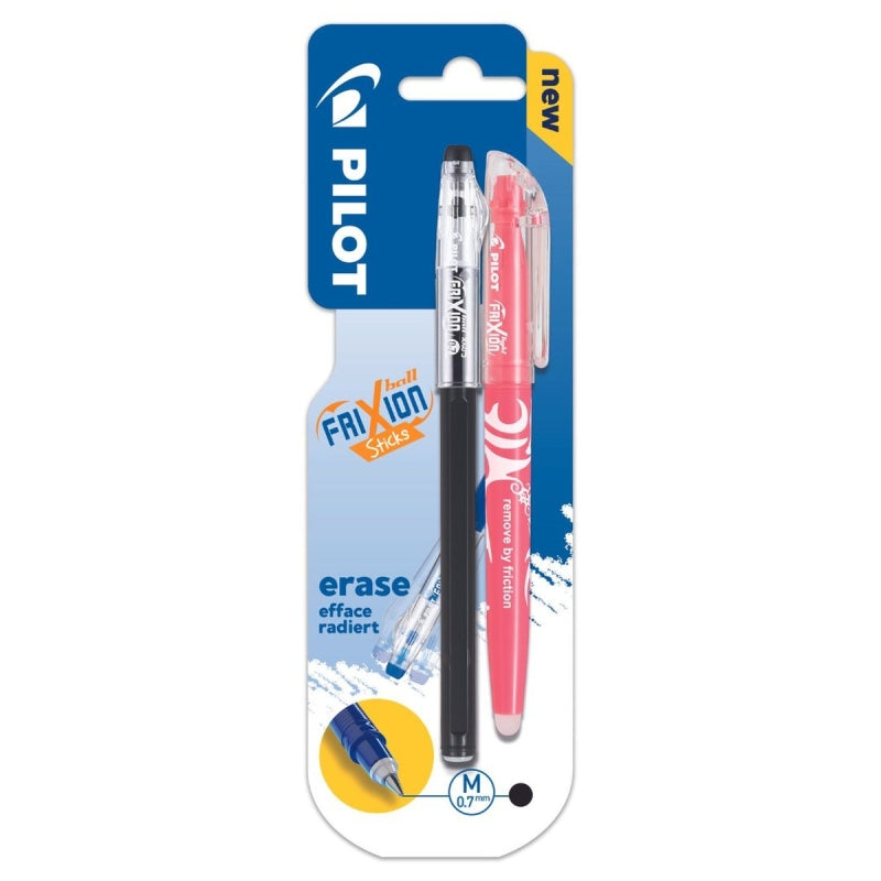 Pilot FriXion Ball Erasbale Stick Black + Coral Pink Highlighter