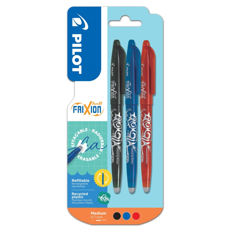 Pilot Frixion Erasable Rollerball Medium Pens (3 Pack)