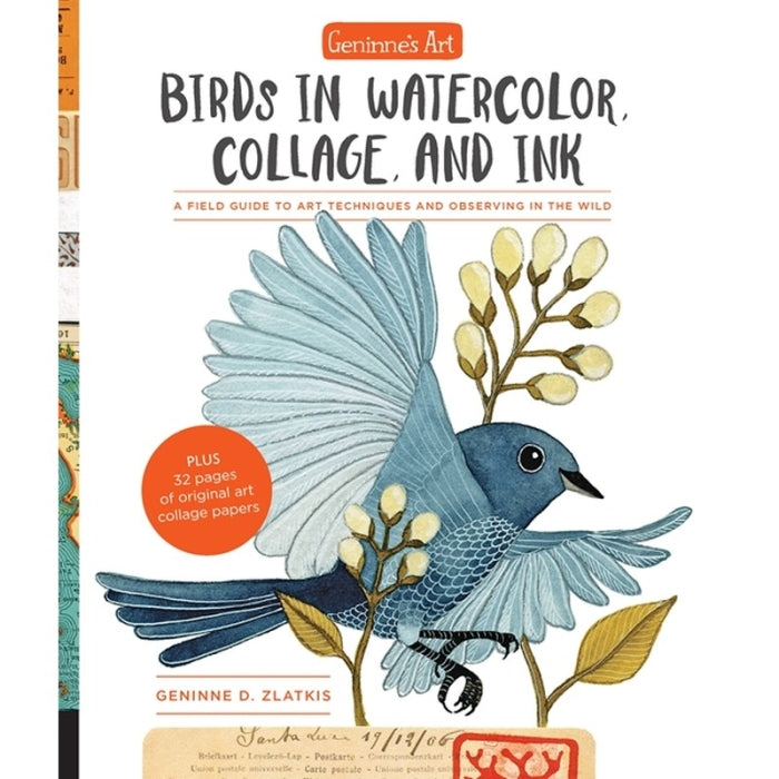 Birds in Watercolor Collage and Ink Book