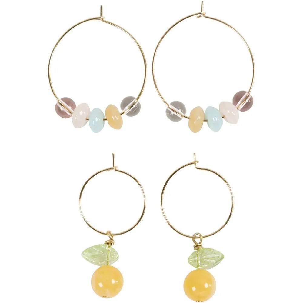 Mini Craft Kit Jewellery Earring Hoops With Beads