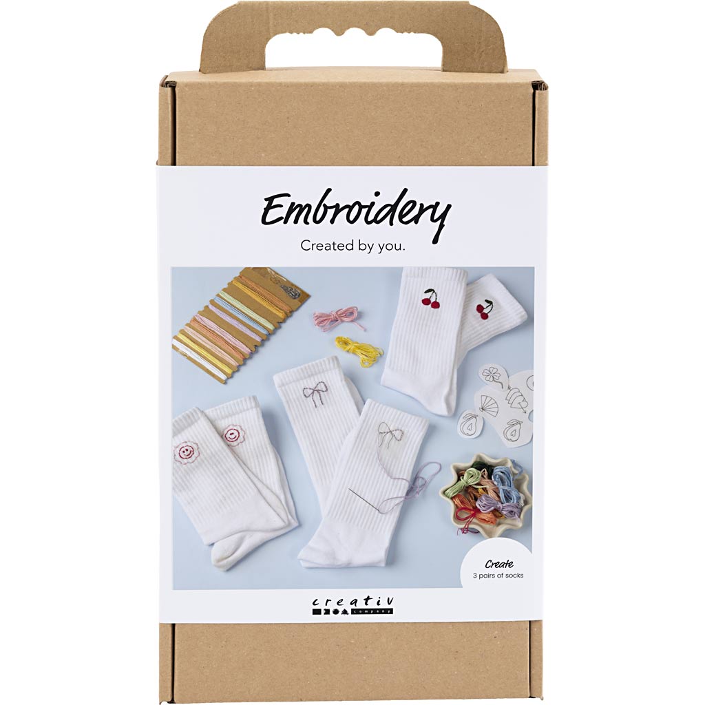 Craft Kit Embroidery - Socks White