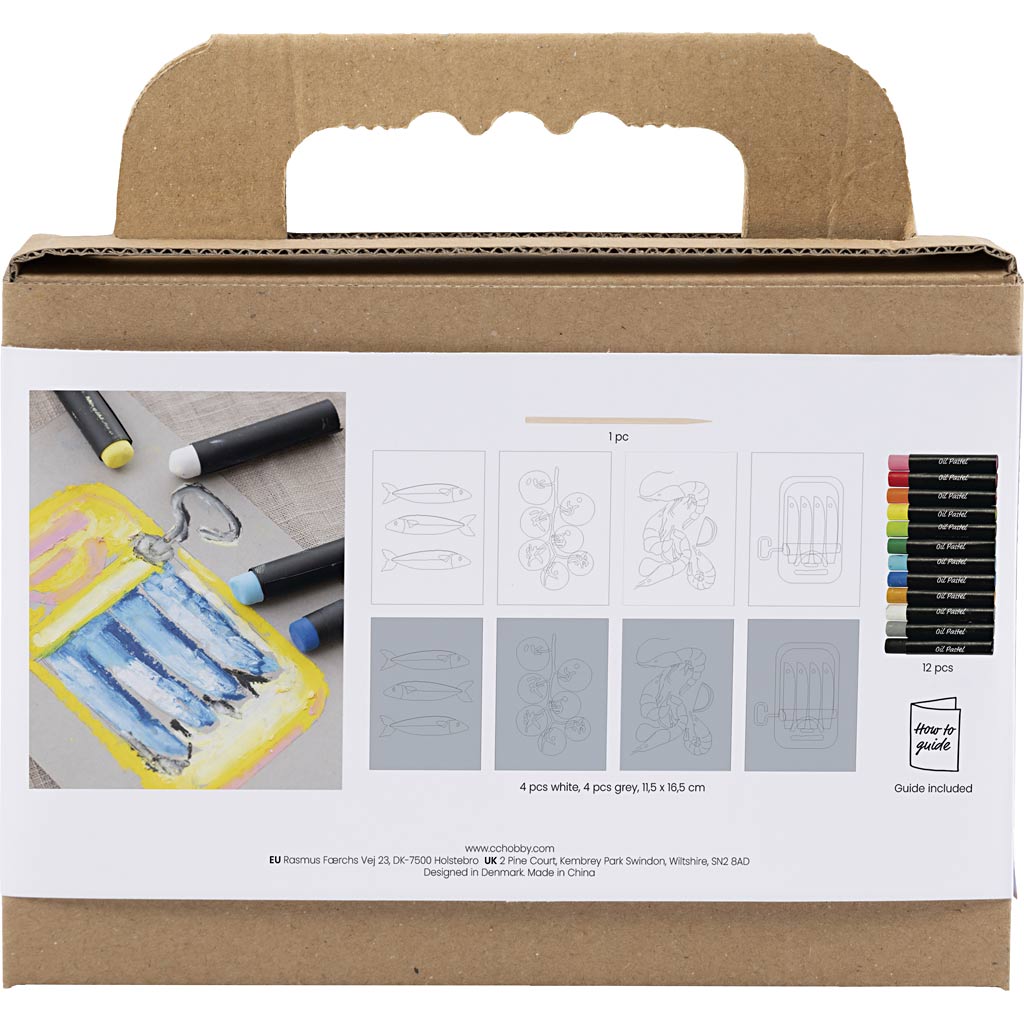 Mini Craft Kit - Oil Pastels Fish & Shellfish