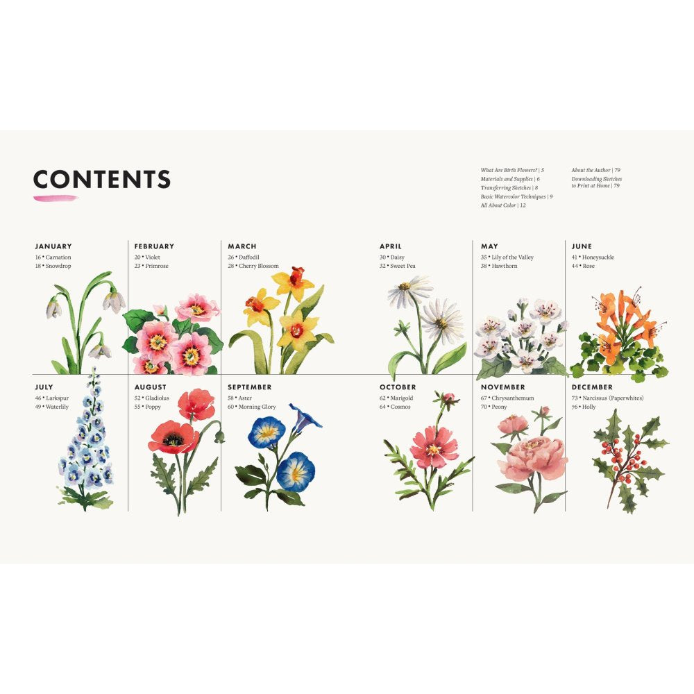Birth Flowers In Watercolor Book