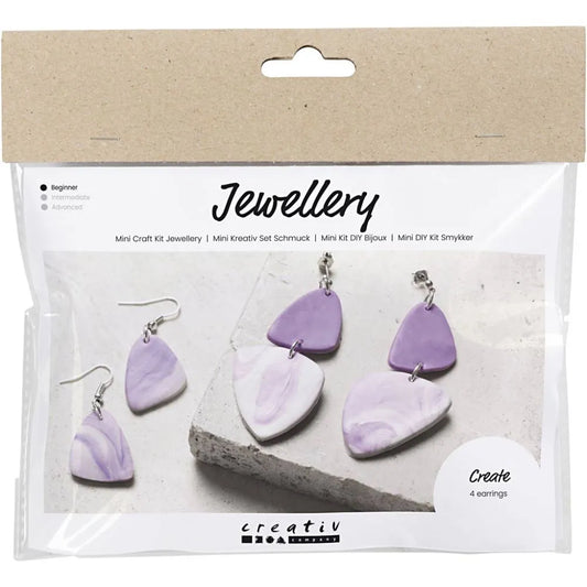 Mini Craft Kit Jewellery Clay Marbled Earrings Lilac